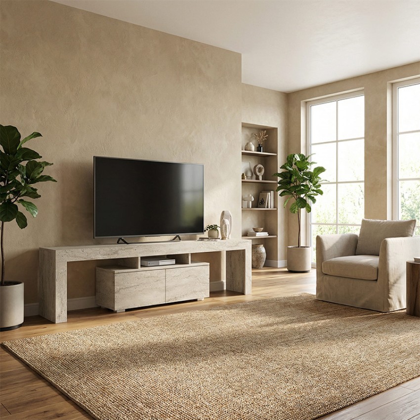 Έπιπλο Τηλεόρασης Woodra Travertine 180x31,3x50,2εκ. 