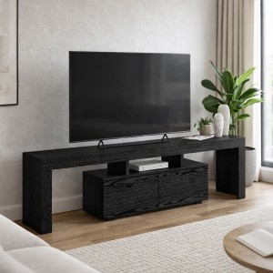 Έπιπλο Τηλεόρασης Woodra Sencron Black 180x31,3x50,2εκ. | Μεγάλο Μοντέρνο Έπιπλο TV