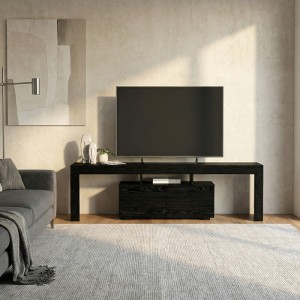 Έπιπλο Τηλεόρασης Woodra Sencron Black 180x31,3x50,2εκ. | Μεγάλο Μοντέρνο Έπιπλο TV