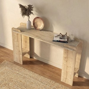 Κονσόλα Mendoza χρώμα sapphire oak - travertine 130,8x35x76,8εκ.