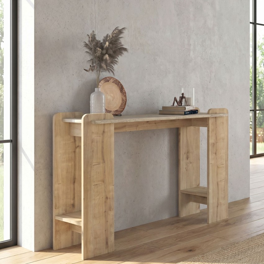 Κονσόλα Mendoza χρώμα sapphire oak - travertine 130,8x35x76,8εκ.