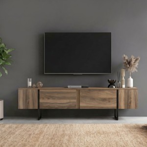 Έπιπλο τηλεόρασης Orontes χρώμα καρυδί 180x29,6x50εκ.