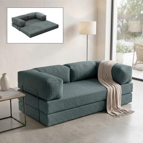 Καναπές-Κρεβάτι Comfort Τριθέσιος Chenille Μέντα 190x95x75 εκ.