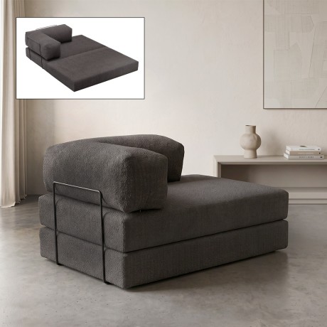 Καναπές-Κρεβάτι Comfort Διθέσιος Chenille Ανθρακί 140x95x75 εκ.