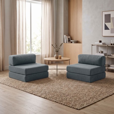 Καναπές-Κρεβάτι Comfort από 2 Πολυθρόνες Chenille Μέντα 190x95x75 εκ.
