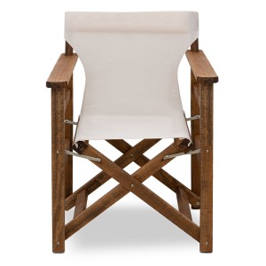 Πολυθρόνα σκηνοθέτη Queen ξύλινη μασίφ οξιά χρώμα καρυδί εμποτισμού με διάτρητο εκρού πανί 61x57x86εκ.