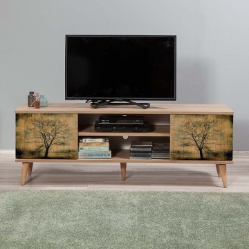 Έπιπλο τηλεόρασης Soho από μελαμίνη χρώμα sonoma 140x40x50 εκ.
