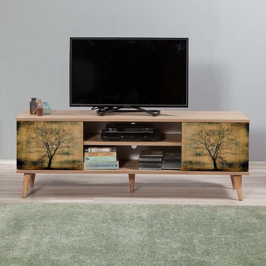 Έπιπλο τηλεόρασης Soho από μελαμίνη χρώμα sonoma 140x40x50 εκ.