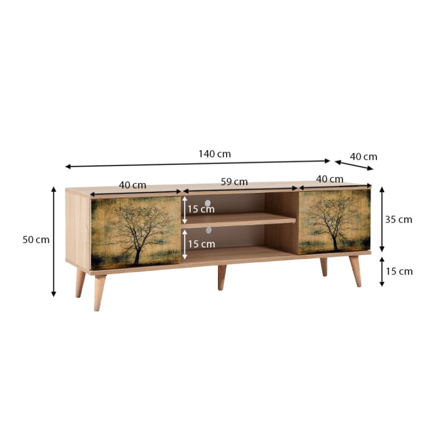 Έπιπλο τηλεόρασης Soho από μελαμίνη χρώμα sonoma 140x40x50 εκ.