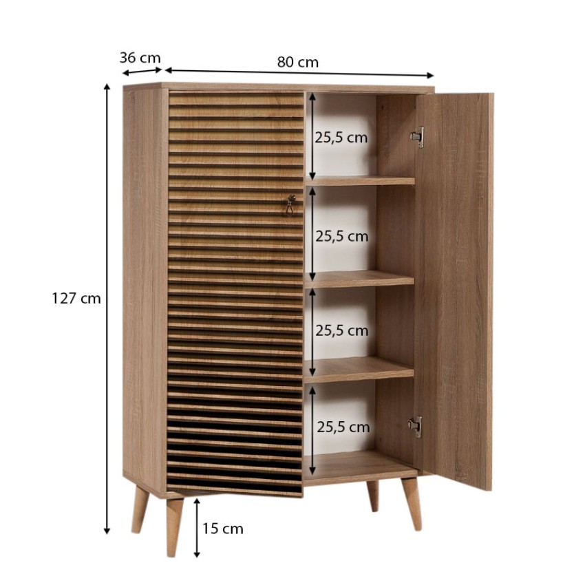 Παπουτσοθήκη - ντουλάπι Soho από μελαμίνη χρώμα sonoma 80x36x127εκ. Παπουτσοθήκη - ντουλάπι Soho από μελαμίνη χρώμα sonoma 80x36x127εκ.