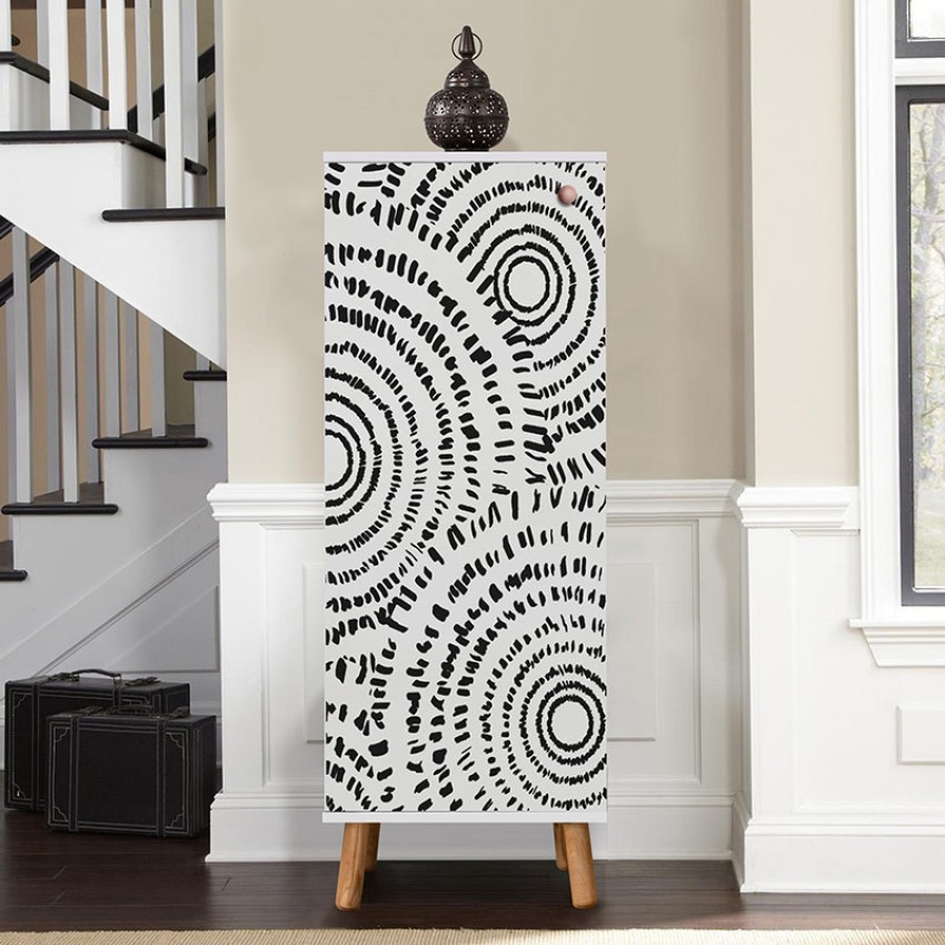 Ντουλάπι κουζίνας/μπάνιου - Παπουτσοθήκη Assiri από μελαμίνη χρώμα λευκό 50x38x135εκ.