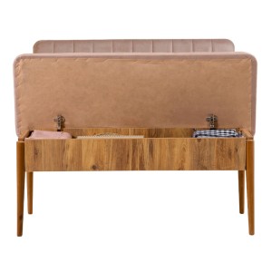 Καναπές διθέσιος - Παγκάκι Alden από μελαμίνη - βελούδο χρώμα μπεζ 110x40x85εκ.