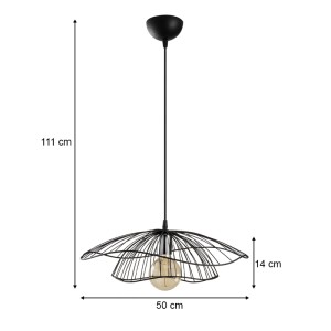 Φωτιστικό οροφής Yildo E27 μεταλλικό μονόφωτο χρώμα μαύρο Φ50x111εκ.