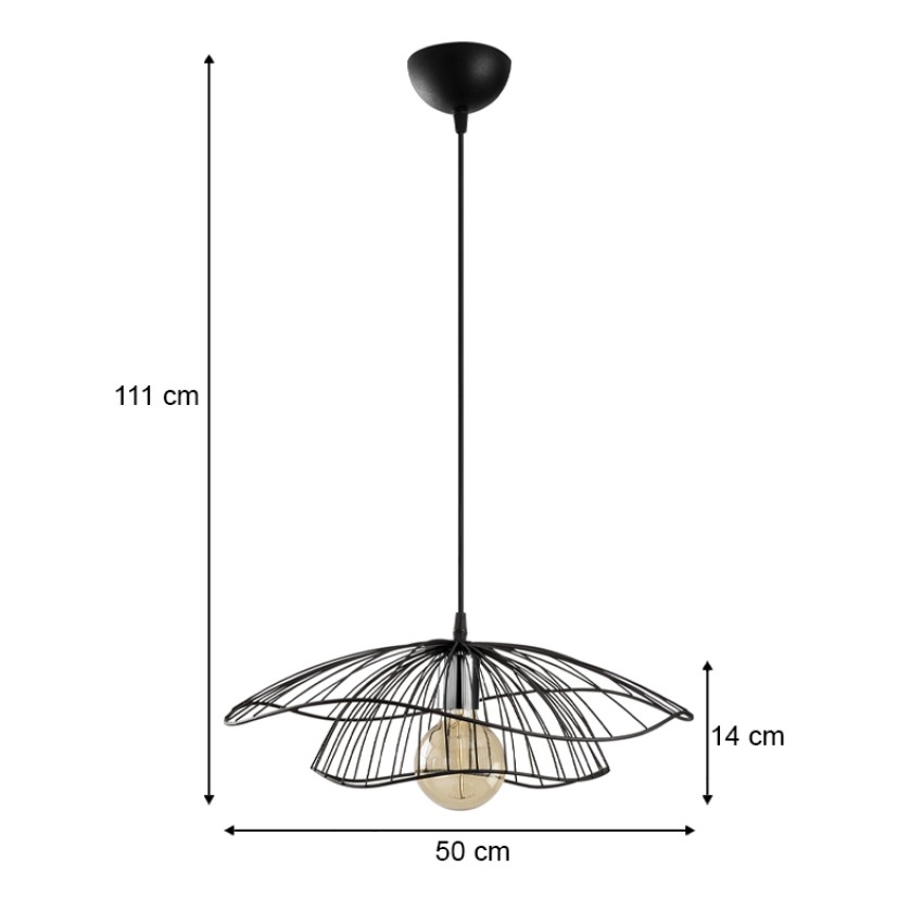 Φωτιστικό οροφής Yildo E27 μεταλλικό μονόφωτο χρώμα μαύρο Φ50x111εκ.