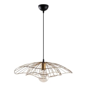 Φωτιστικό οροφής Yildo E27 μεταλλικό μονόφωτο χρώμα χρυσό vintage Φ50x111εκ.