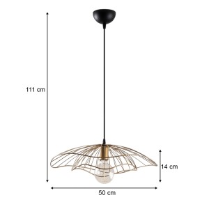 Φωτιστικό οροφής Yildo E27 μεταλλικό μονόφωτο χρώμα χρυσό vintage Φ50x111εκ.