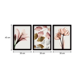 Πίνακας "Pink Flowers" 3 τμχ. σε πλαίσιο 35x45x2εκ. Πίνακας "Pink Flowers" 3 τμχ. σε πλαίσιο 35x45x2εκ.
