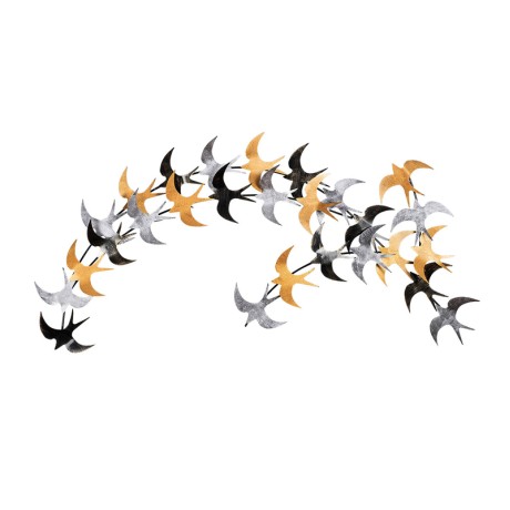 Διακοσμητικό τοίχου Birds μεταλλικό χρώμα μαύρο - bronze - ασημί 137x62εκ.