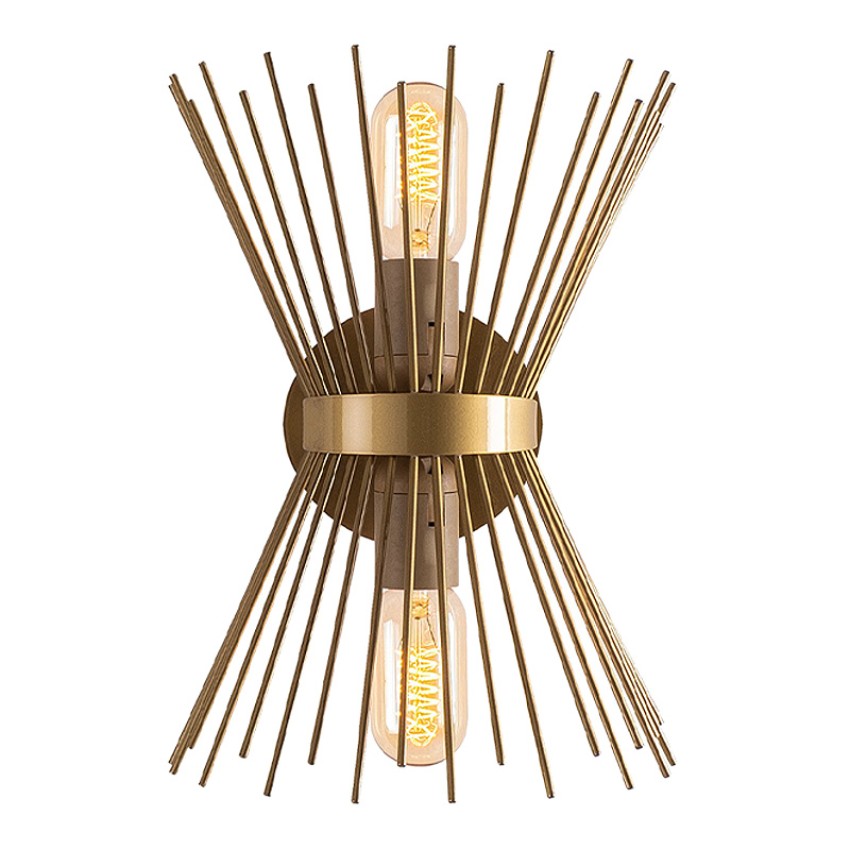 Απλίκα τοίχου Kirpi E27 μεταλλική χρώμα χρυσό 23x5x33εκ.