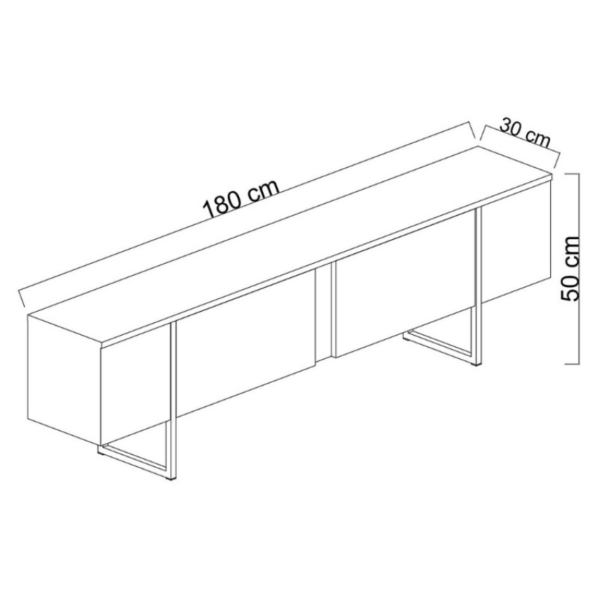 Έπιπλο τηλεόρασης Luxe χρώμα ανθρακί - χρυσό 180x30x50εκ.