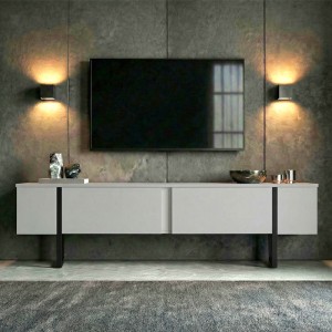 Έπιπλο τηλεόρασης Luxe χρώμα λευκό - μαύρο 180x30x50εκ.