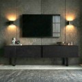 έπιπλο τηλεόρασης luxe black wood με μεταλλικά πόδια για σαλόνι