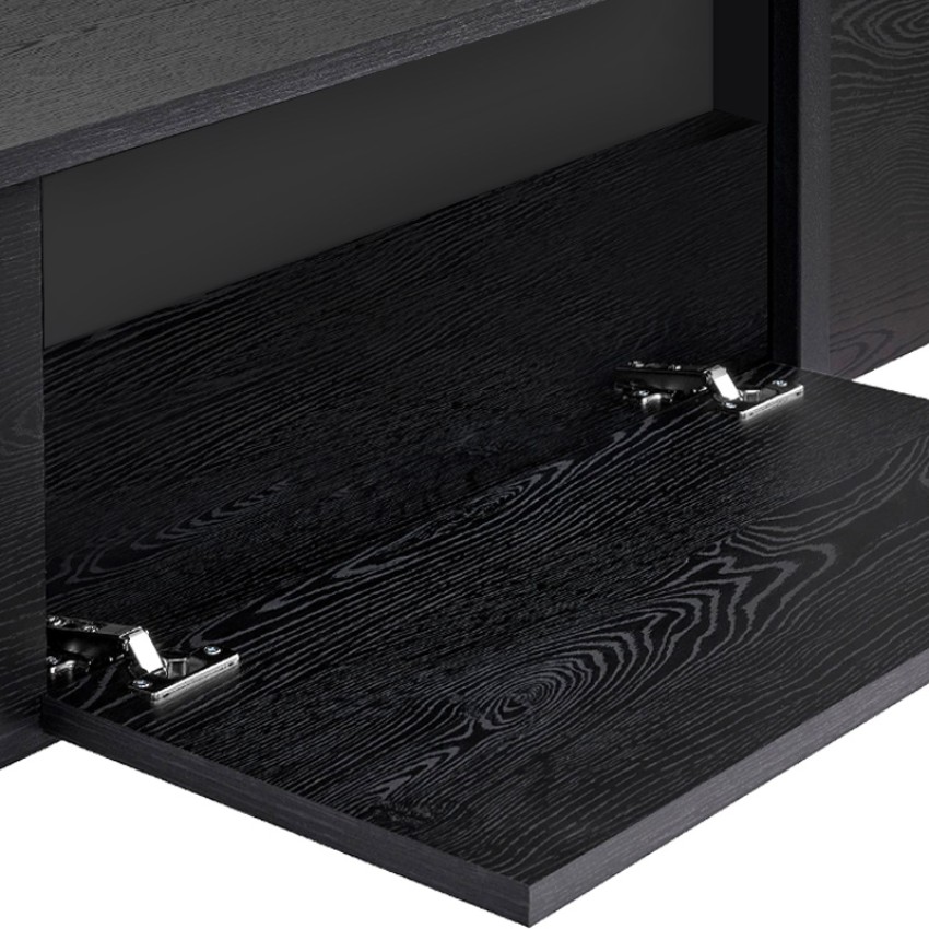 έπιπλο τηλεόρασης luxe black wood με μεταλλικά πόδια για σαλόνι