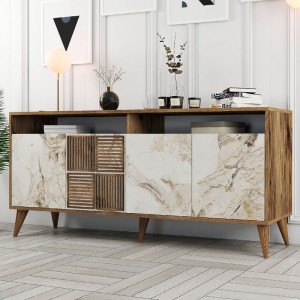 Μπουφές Milan χρώμα καρυδί - λευκό εφέ μαρμάρου 180x35x78,6εκ. Μπουφές Milan χρώμα καρυδί - λευκό εφέ μαρμάρου 180x35x78,6εκ.