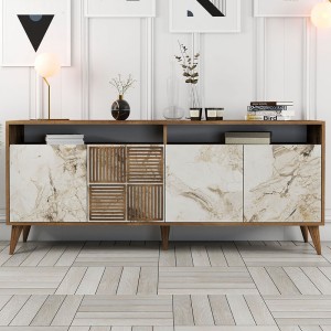 Μπουφές Milan χρώμα καρυδί - λευκό εφέ μαρμάρου 180x35x78,6εκ. Μπουφές Milan χρώμα καρυδί - λευκό εφέ μαρμάρου 180x35x78,6εκ.