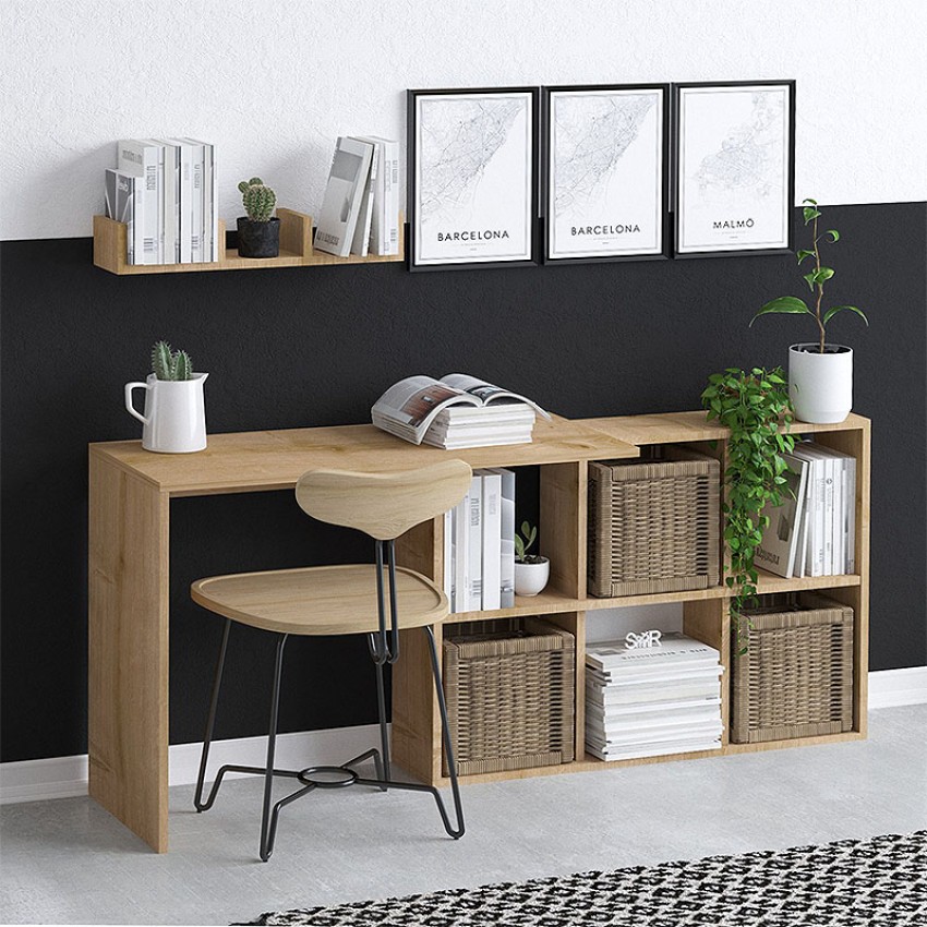 Γραφείο εργασίας Blake χρώμα φυσικό οξιάς 145x45x74εκ.