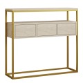 Κονσόλα Guarda χρώμα μπεζ travertine - χρυσό 100x29x90εκ.