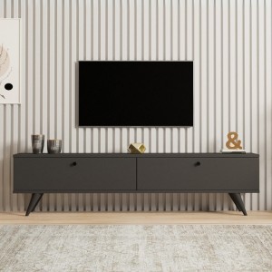 Έπιπλο τηλεόρασης Paris χρώμα ανθρακί 160x25x35εκ.