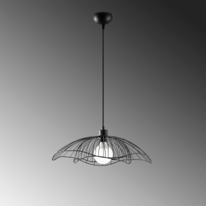 Φωτιστικό οροφής Farac E27 μεταλλικό μονόφωτο χρώμα μαύρο Ø50x31/111εκ.