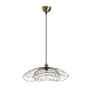 Φωτιστικό οροφής Farac E27 μεταλλικό μονόφωτο χρώμα χρυσό vintage Ø50x31/111εκ.