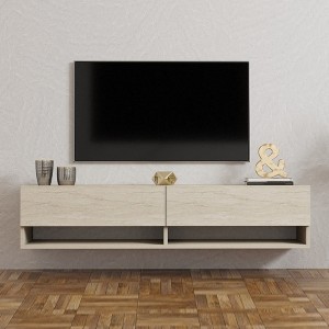 Έπιπλο τηλεόρασης επιτοίχιο Arges χρώμα travertine 140x29,6x30εκ.