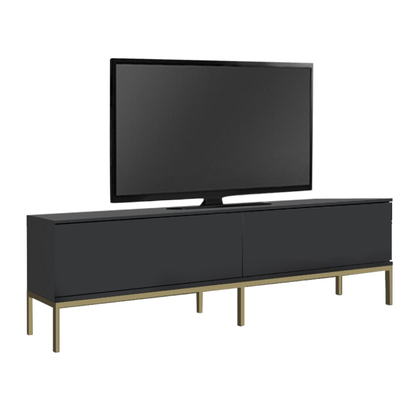 Έπιπλο τηλεόρασης Lord χρώμα μαύρο - χρυσό 180x30x47εκ.