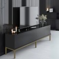 Έπιπλο τηλεόρασης Lord χρώμα μαύρο - χρυσό 180x30x47εκ.