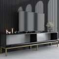 Έπιπλο τηλεόρασης Lord χρώμα μαύρο - χρυσό 180x30x47εκ.