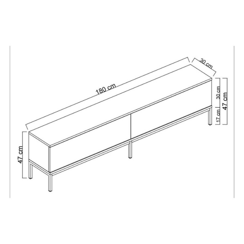 Έπιπλο τηλεόρασης Lord χρώμα μαύρο - χρυσό 180x30x47εκ.