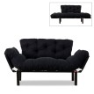 Καναπές - κρεβάτι Nitta διθέσιος υφασμάτινος χρώμα μαύρο 155x70x85εκ.