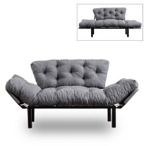 Καναπές - κρεβάτι Nitta διθέσιος υφασμάτινος χρώμα γκρι 155x70x85εκ.