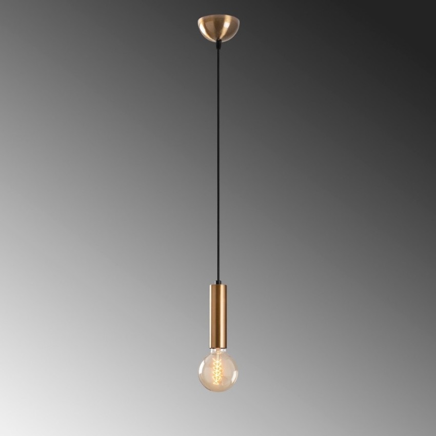 Φωτιστικό οροφής Lizy E27 μεταλλικό μονόφωτο χρώμα χρυσό vintage Ø4x111εκ.