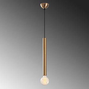 Φωτιστικό οροφής Lizy I E27 μεταλλικό μονόφωτο χρώμα χρυσό vintage Ø4x139εκ.