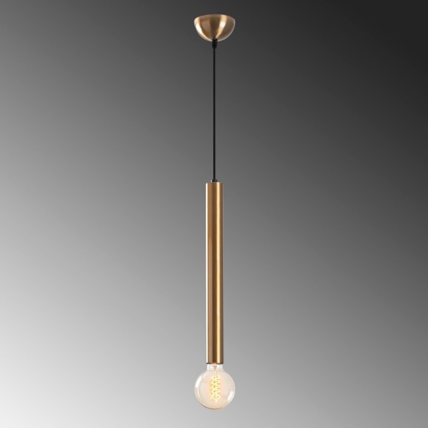 Φωτιστικό οροφής Lizy I E27 μεταλλικό μονόφωτο χρώμα χρυσό vintage Ø4x139εκ.