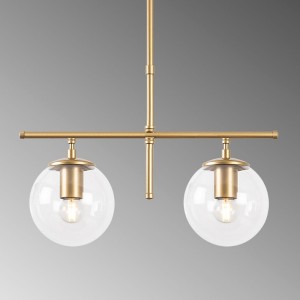 Φωτιστικό οροφής Nilufer E27 μεταλλικό δίφωτο χρώμα χρυσό 52x15x76εκ.