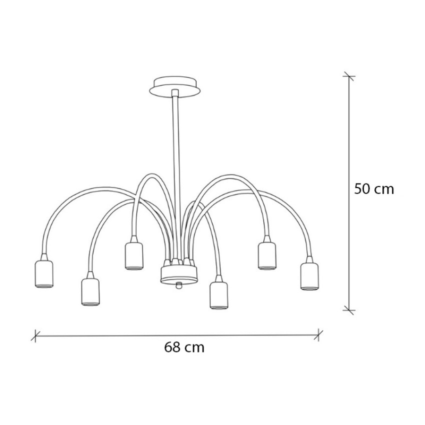Φωτιστικό οροφής Samba E27 μεταλλικό εξάφωτο χρώμα μαύρο Ø68x50εκ.