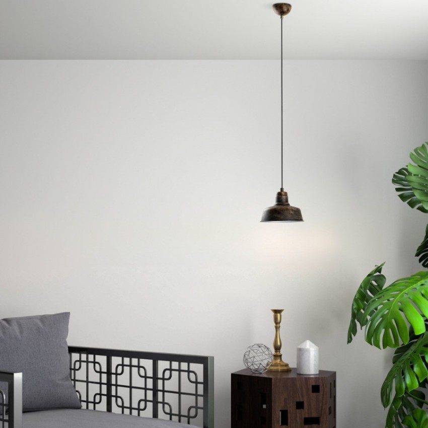 Φωτιστικό οροφής Vinci E27 μεταλλικό μονόφωτο χρώμα χάλκινο vintage Ø19x108εκ.