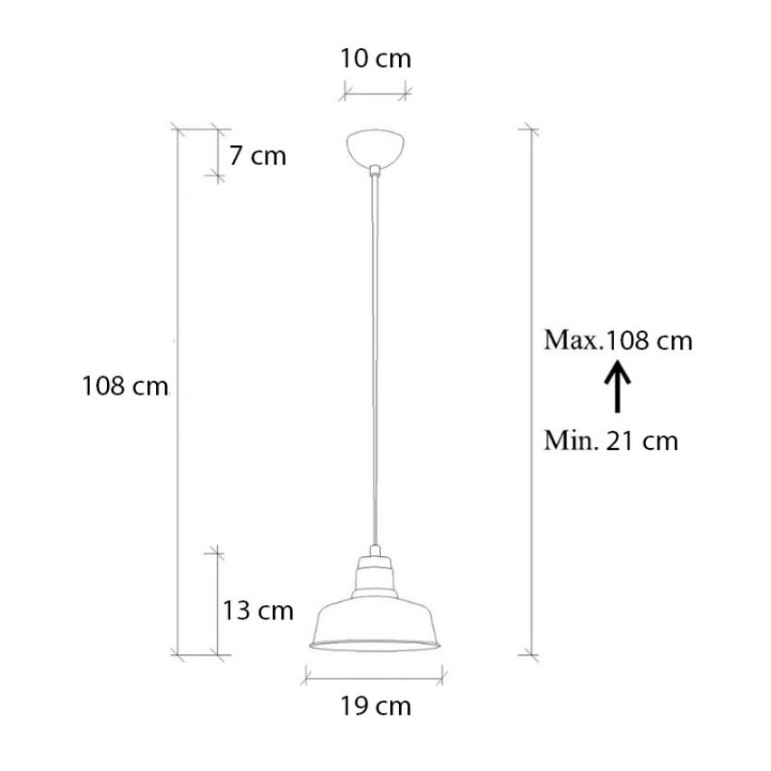 Φωτιστικό οροφής Vinci E27 μεταλλικό μονόφωτο χρώμα χάλκινο vintage Ø19x108εκ.