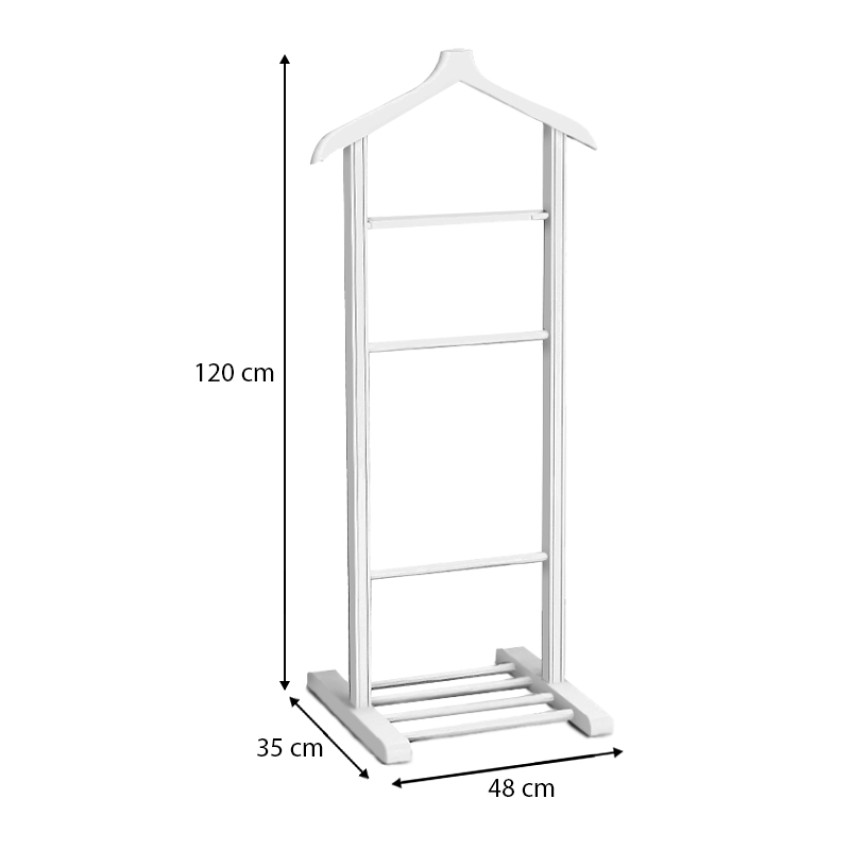 Επιδαπέδια κρεμάστρα Beta ξύλινη χρώμα λευκό 48x35x120εκ.