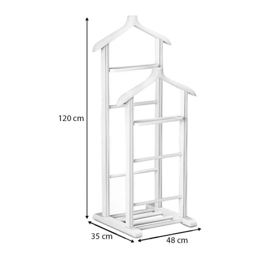 Επιδαπέδια κρεμάστρα Beta II ξύλινη χρώμα λευκό 48x35x120εκ.